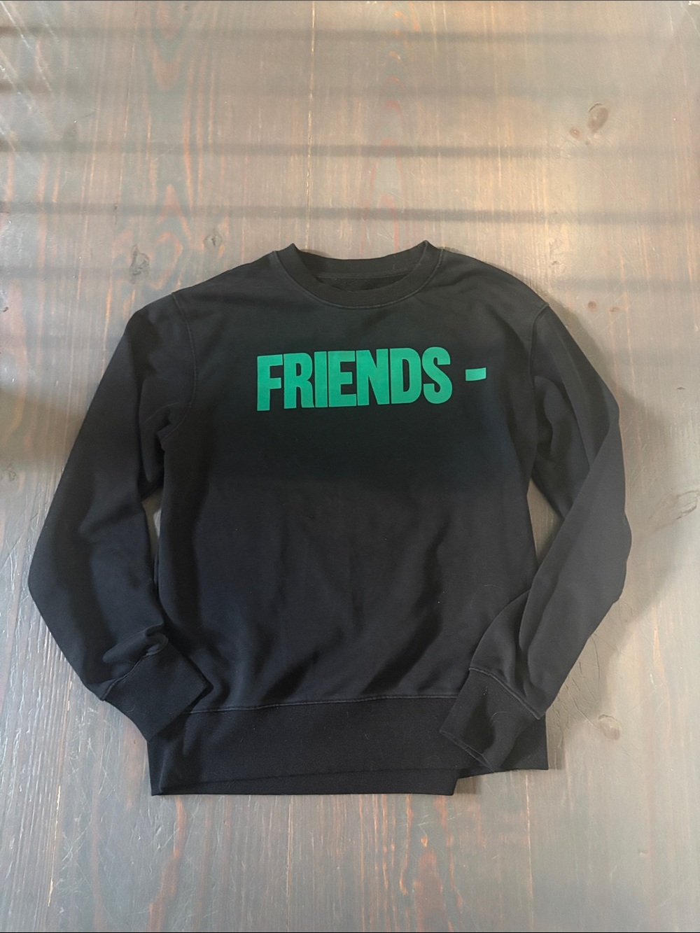 VLONE Black Crewneck with Green FRIENDS Graphic